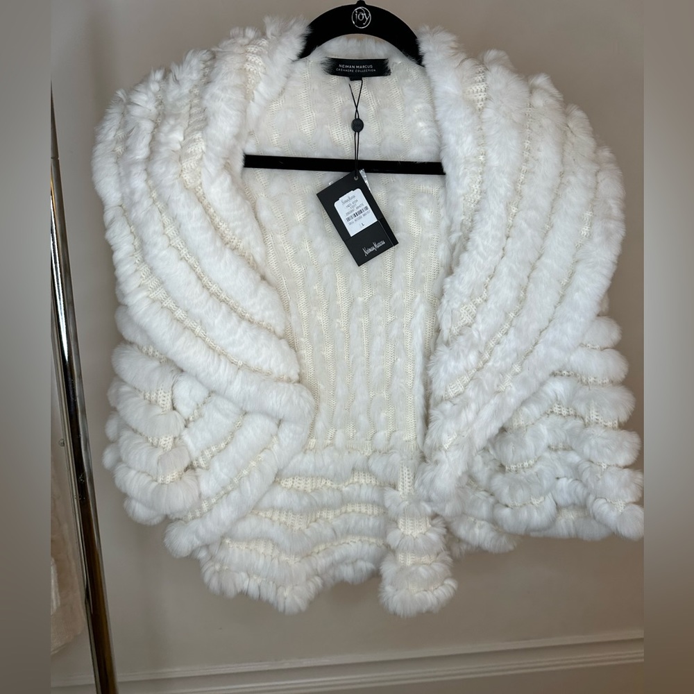 NWT- real fur and cashmere shrug